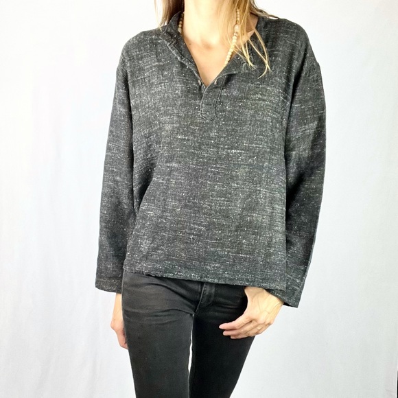 🖤Black Blended Fabric Boho Style Loose Cotton Hippie Peasant Blouse Shirt Top - Picture 10 of 12